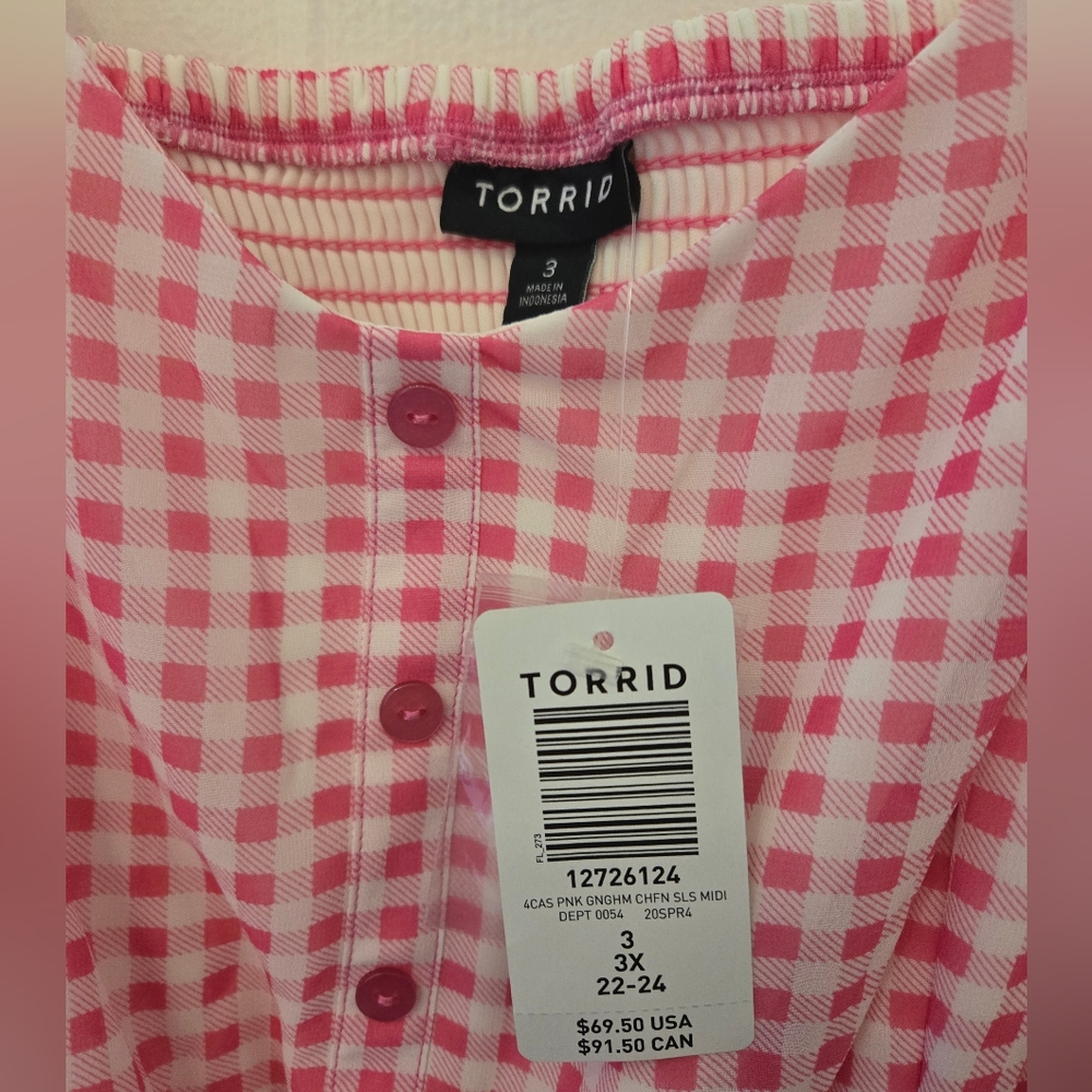 Torrid Pink & White Gingham Midi Dress - Picture 4 of 7